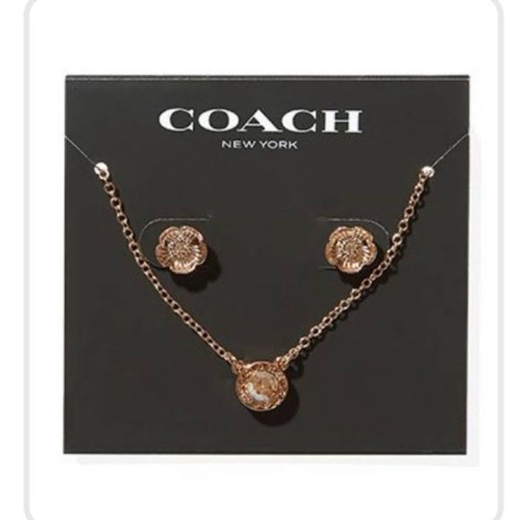Coach Open Circle Necklace + Tea Rose Stud Set - Picture 5 of 5